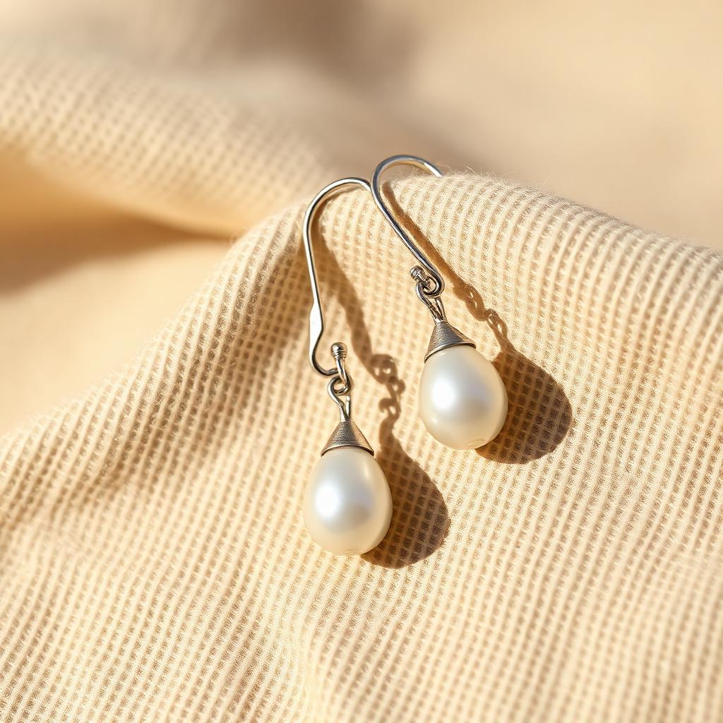 Silver drop earrings with freshwater pearls