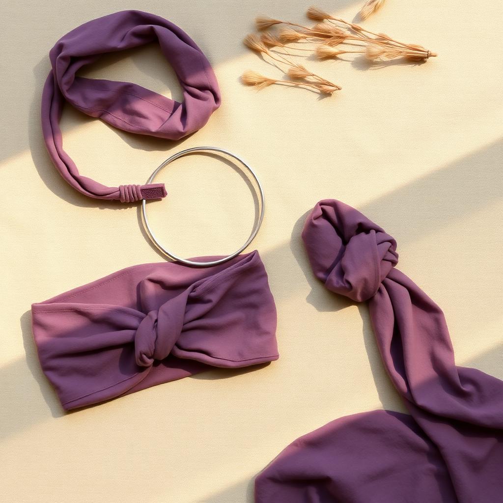 Muted amethyst yoga headband and hair wrap set
