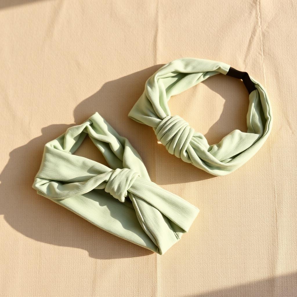 Pale sage yoga headband and hair wrap set