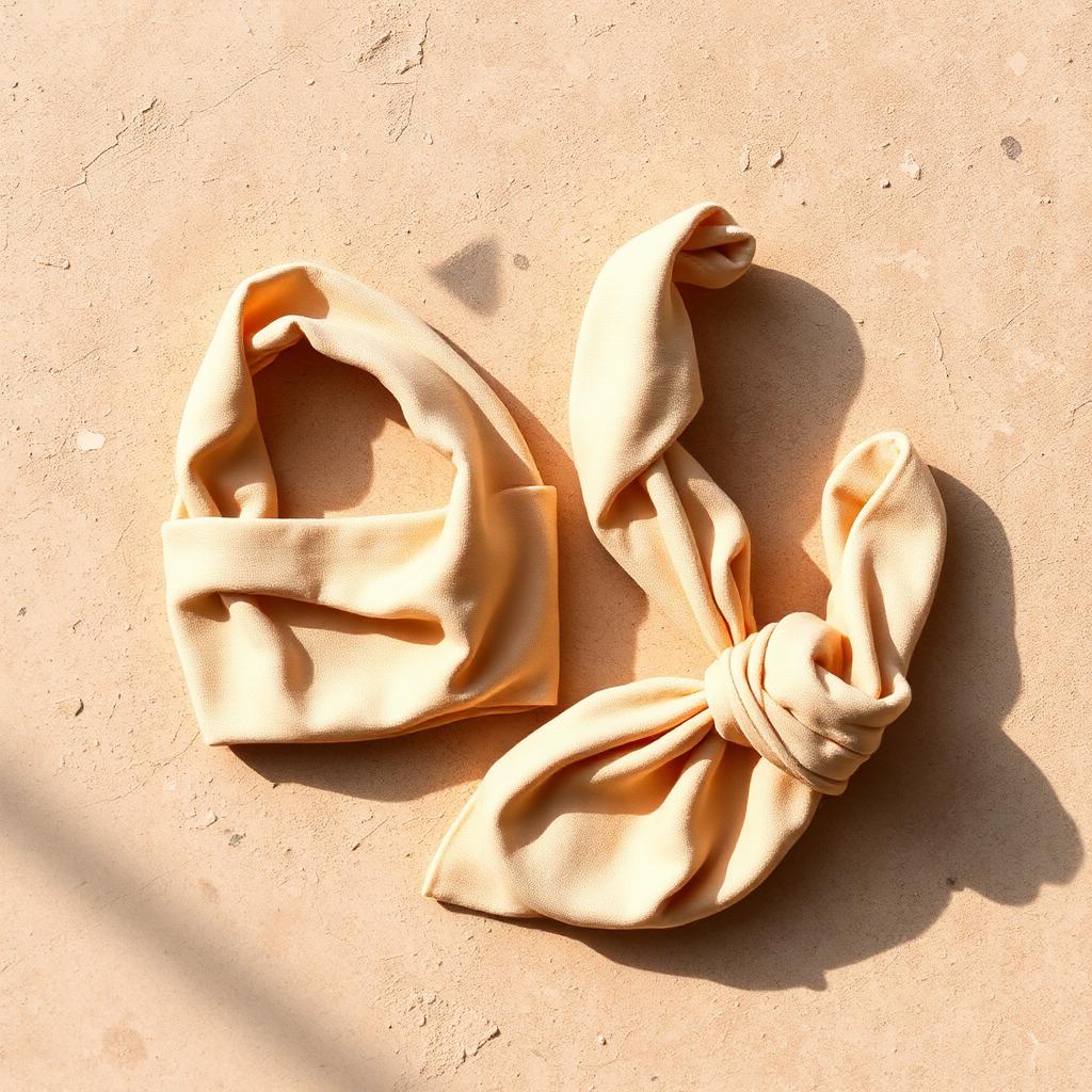 Sand beige yoga headband and hair wrap set