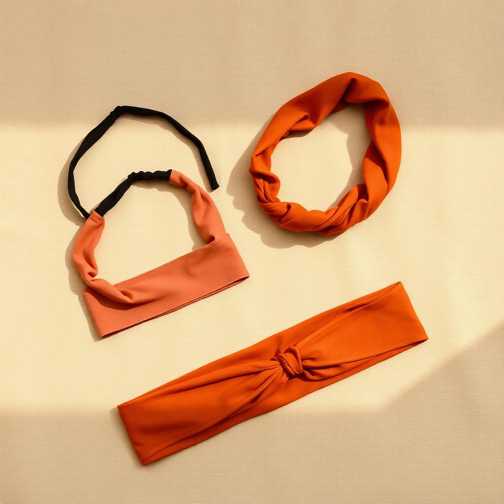 Burnt terracotta yoga headband and hair wrap set