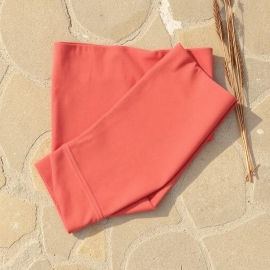 Warm clay high-waisted yoga tights, flat lay